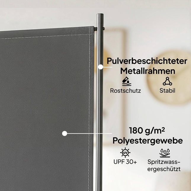 Sichtschutzwand für draußen, Metall, 3-teilig, dunkelgrau, UV 30+