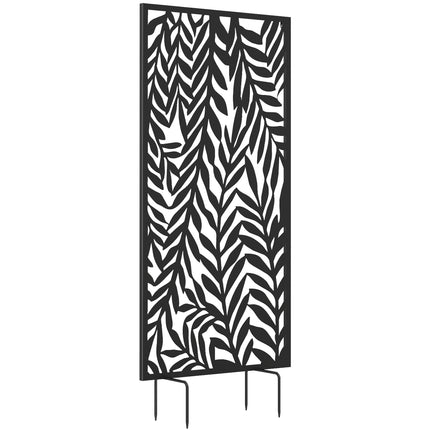 Sichtschutzwand für draußen, Metall, 65x130 cm, Schwarz