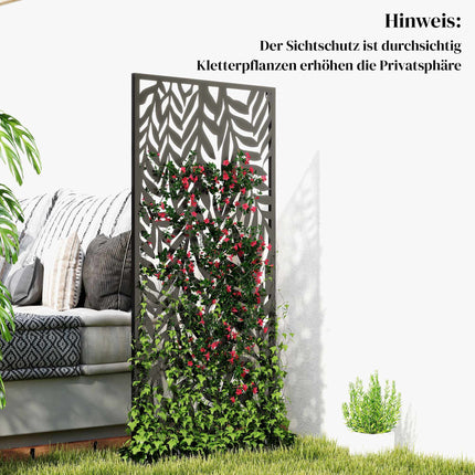 Sichtschutzwand für draußen, Metall, 65x130 cm, Schwarz