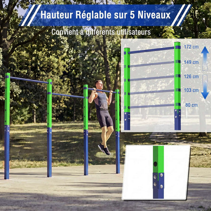 Barre de traction extérieure, hauteur réglable, capacité de 330 kg