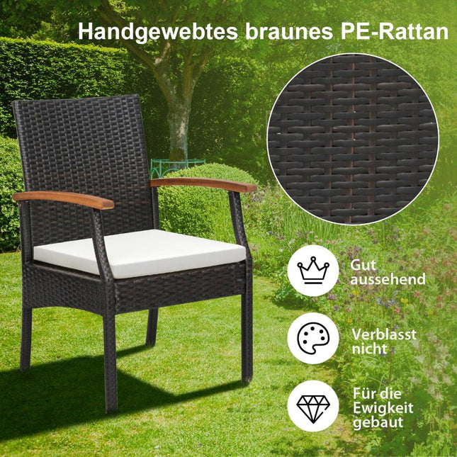 Ensemble de 2 chaises d'extérieur en rotin avec coussins et structure en métal