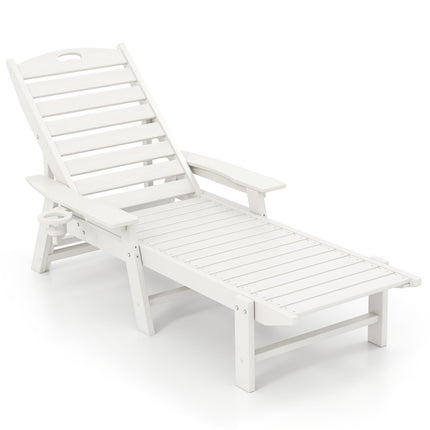 Fauteuil inclinable d'extérieur, PEHD, dossier réglable, blanc
