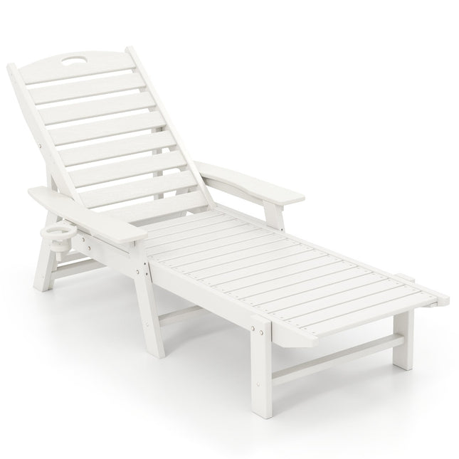 Gartenliege, HDPE, Verstellbare Rückenlehne, Weiß