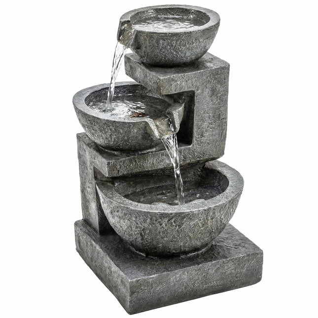 Gartenbrunnen aus Kunstharz mit verstellbaren LED-Leuchten, 3-stöckiges Design