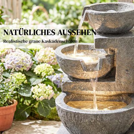 Gartenbrunnen aus Kunstharz mit verstellbaren LED-Leuchten, 3-stöckiges Design