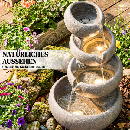 Outdoor-Harz-Springbrunnen mit LED-Beleuchtung, 4-stöckig