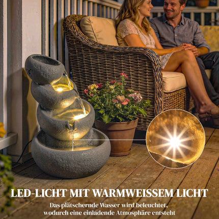 Outdoor-Harz-Springbrunnen mit LED-Beleuchtung, 4-stöckig
