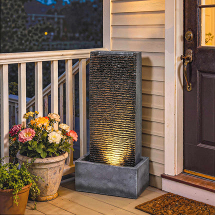 Outdoor-Harz-Springbrunnen mit LED-Beleuchtung, 80 cm