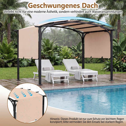 Pergola rétractable d'extérieur, structure en métal, beige, 305 x 242 cm