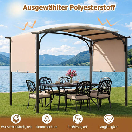 Pergola rétractable d'extérieur, structure en métal, beige, 305 x 242 cm