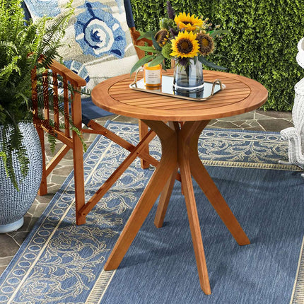 Table bistro ronde d'extérieur, en bois d'eucalyptus massif, 70 cm (27,5 po)