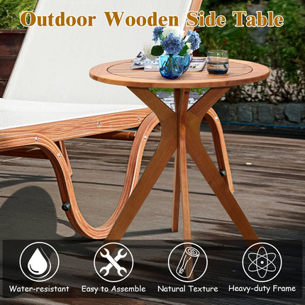 Table bistro ronde d'extérieur, en bois d'eucalyptus massif, 70 cm (27,5 po)