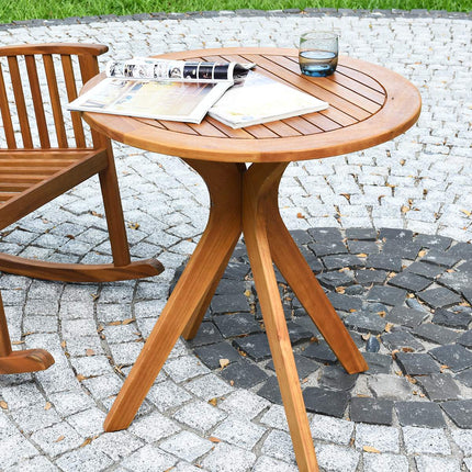 Table bistro ronde d'extérieur, en bois d'eucalyptus massif, 70 cm (27,5 po)
