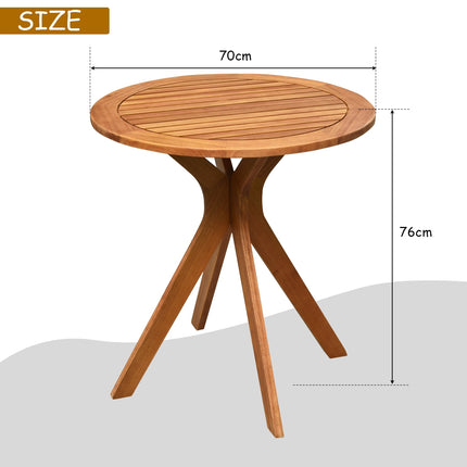 Table bistro ronde d'extérieur, en bois d'eucalyptus massif, 70 cm (27,5 po)