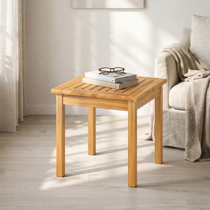 Table d'appoint d'extérieur, 48 x 48 cm, bois d'acacia, pieds réglables