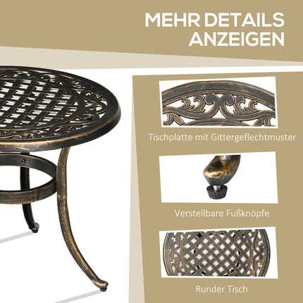 Table d'appoint d'extérieur, aluminium, bronze, Ø60 x 52,5 cm