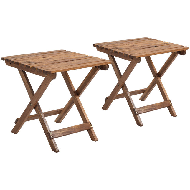 Outdoor-Klapp-Beistelltische aus Teakholz, 2er-Set – 45x45x45 cm