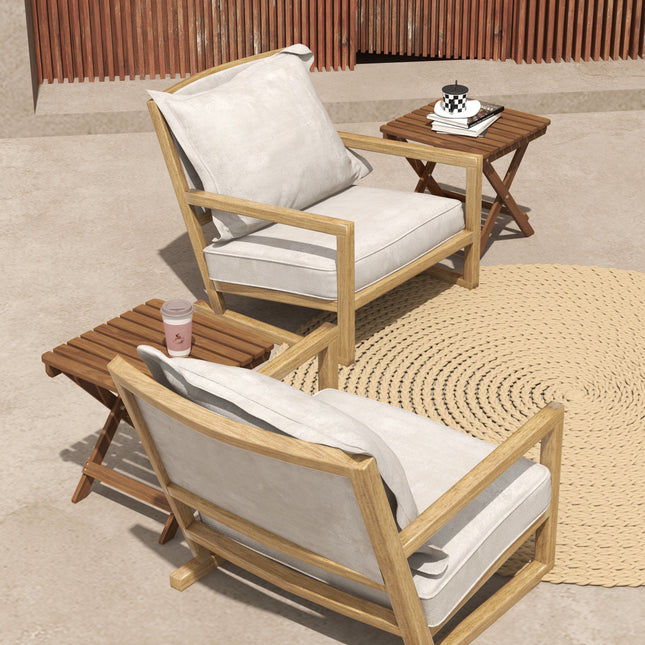 Outdoor-Klapp-Beistelltische aus Teakholz, 2er-Set – 45x45x45 cm