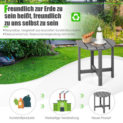 Outdoor-Beistelltisch, wetterfestes HDPE, 46 cm, Grau