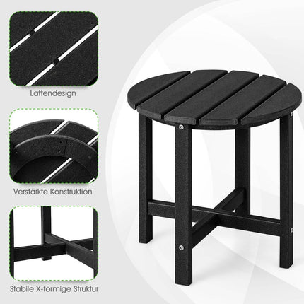 Table d'appoint d'extérieur, PEHD résistant aux intempéries, noir, 46 cm