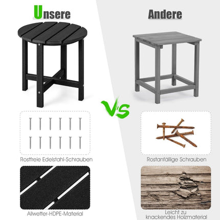 Table d'appoint d'extérieur, PEHD résistant aux intempéries, noir, 46 cm