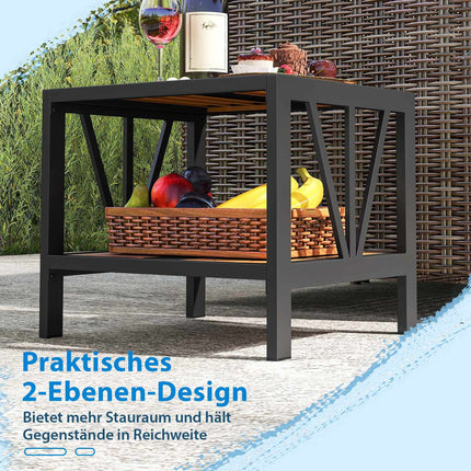Table d'appoint d'extérieur avec trou pour parasol, en métal, 52 x 46 x 45 cm