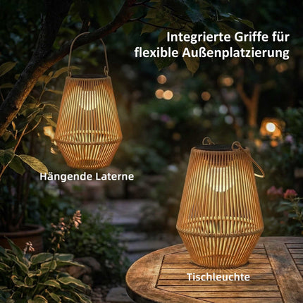 Ensemble de lanternes solaires d'extérieur, suspension en rotin, étanche IP44