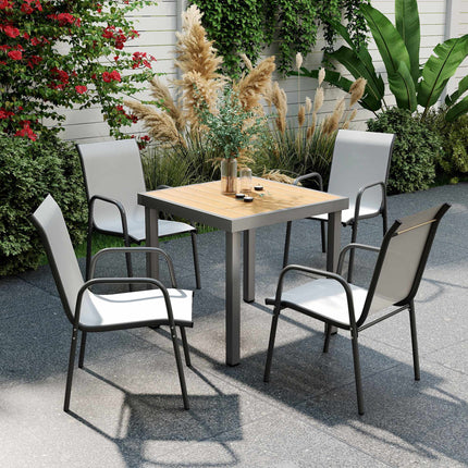 Chaises de jardin empilables d'extérieur, structure en métal, lot de 4