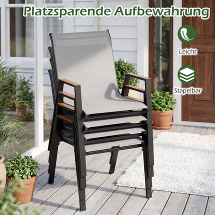 Stapelbares Gartenstuhl-Set für den Außenbereich, atmungsaktives Teslin-Gewebe