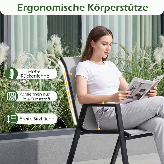 Stapelbares Gartenstuhl-Set für den Außenbereich, atmungsaktives Teslin-Gewebe