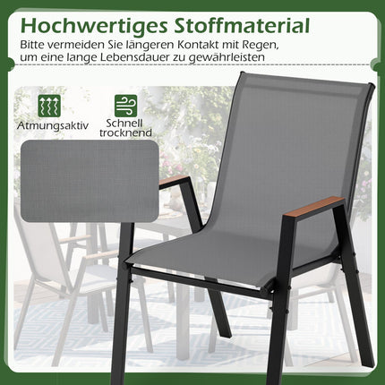 Stapelbares Gartenstuhl-Set für den Außenbereich, atmungsaktives Teslin-Gewebe