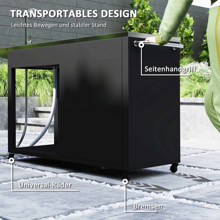 Chariot de barbecue extérieur en acier inoxydable avec évier