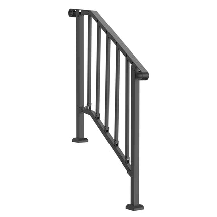 Outdoor Stair Handrail For 2-3 Steps, Carbon Steel, Black