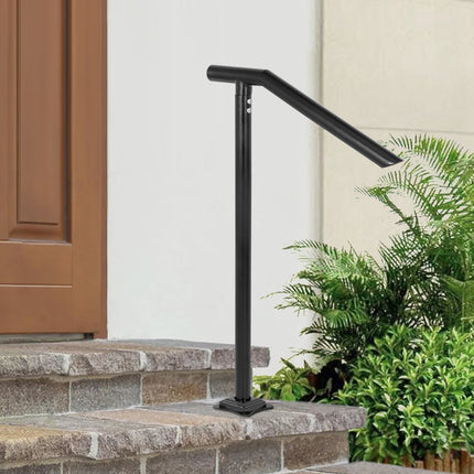 Outdoor Stair Handrail for 2–3 Steps, Black Steel, 441 lb