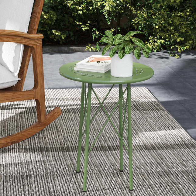 Couchtisch aus Stahl für den Außenbereich, Blumendesign, verstellbare Füße