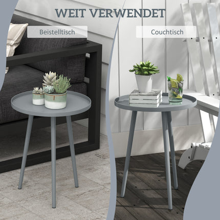 Outdoor-Beistelltisch Stahl, rund, grau, Ø40 x 50H cm