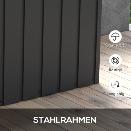 Outdoor-Aufbewahrungsbox, 450 l Fassungsvermögen, Stahlrahmen, dunkelgrau