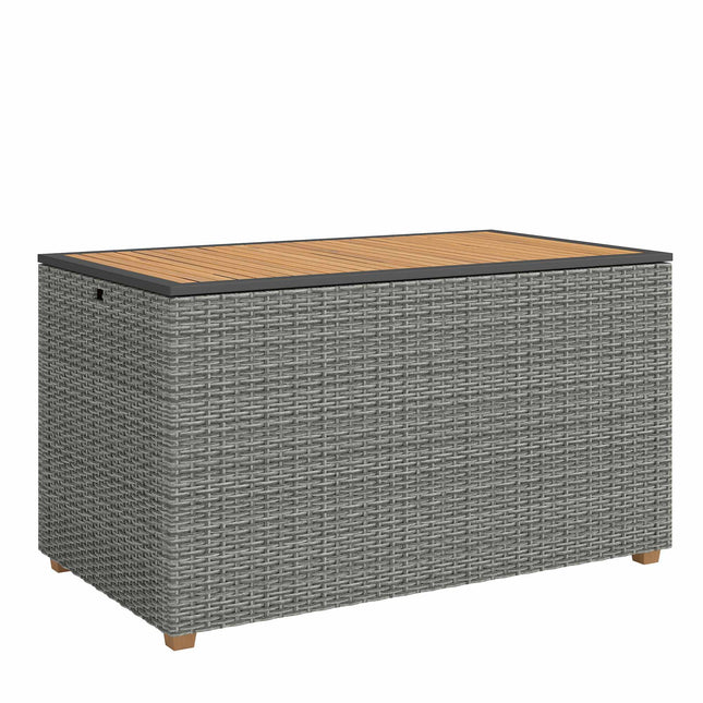 Gartentruhe 450L, wasserdichtes Rattan, Holzdeckel