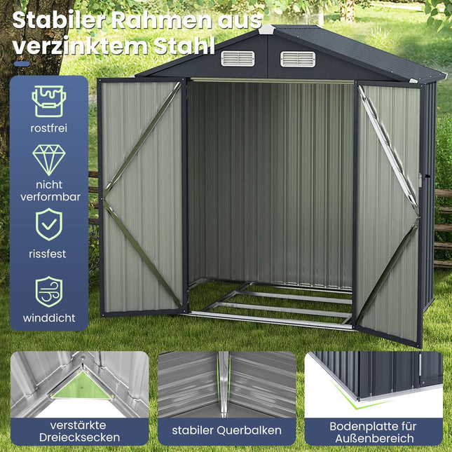 Abri de jardin en métal galvanisé, capacité de 3,44 m³