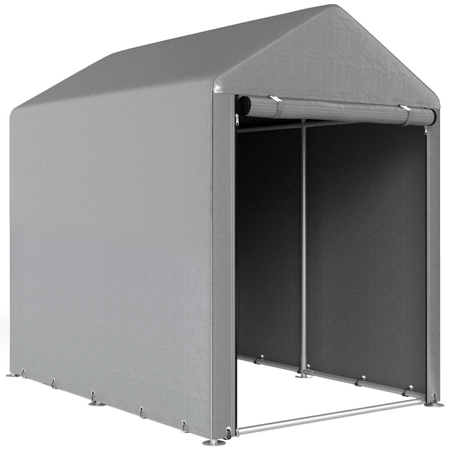 Abri de jardin avec tente et structure en acier, 120 x 179 x 165 cm, gris clair