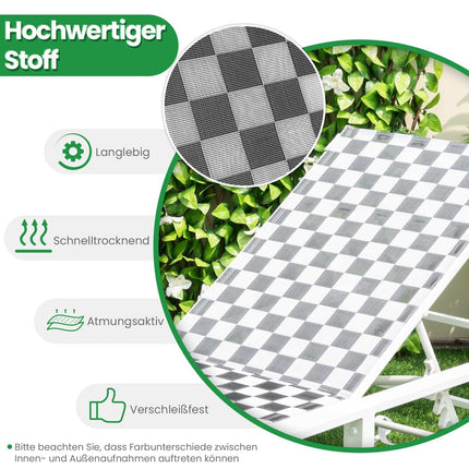 Gartenliege mit Rollen, verstellbarer Rückenlehne, 180 kg Tragkraft