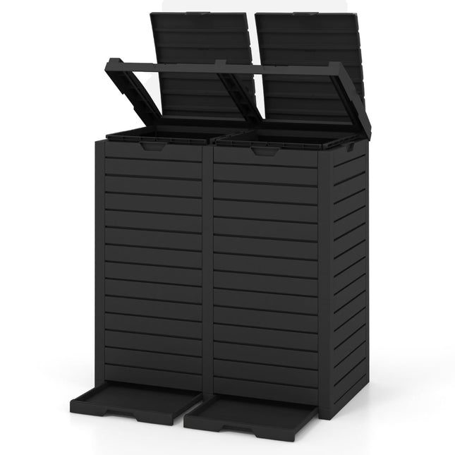 Poubelle d'extérieur, 235 L, double compartiment, noire