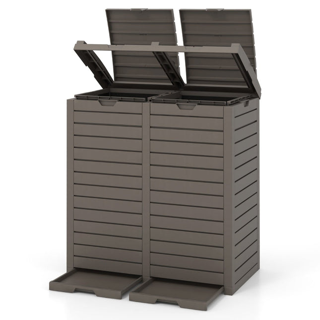 Poubelle d'extérieur, 235 L, double compartiment, résistante aux intempéries