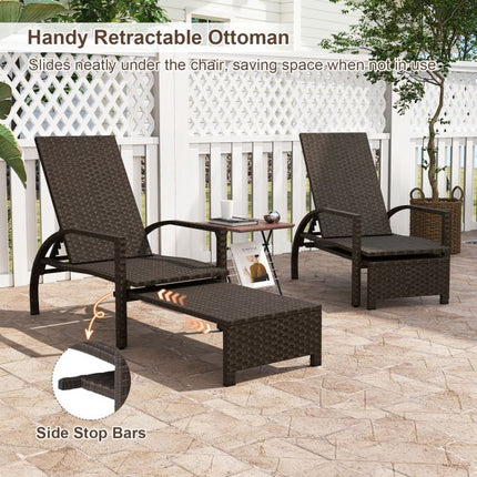 Gartenliege aus Polyrattan mit verstellbarer Rückenlehne