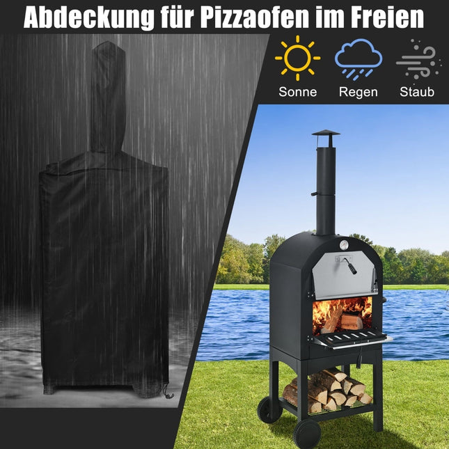 Four à pizza extérieur à bois avec roues et thermomètre