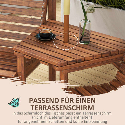 Outdoor-Balkonmöbel-Set aus Holz mit Tisch und Schirmloch