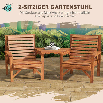 Outdoor-Balkonmöbel-Set aus Holz mit Tisch und Schirmloch
