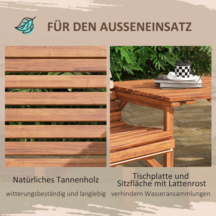 Outdoor-Balkonmöbel-Set aus Holz mit Tisch und Schirmloch