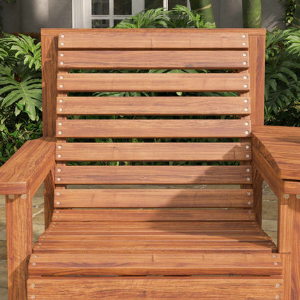 Outdoor-Balkonmöbel-Set aus Holz mit Tisch und Schirmloch