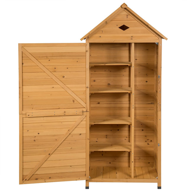 Abri de jardin extérieur en bois avec 5 étagères, 70 x 35,5 x 160 cm
